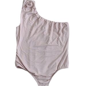 21 Saints Sleeveless One Shoulder Bodysuit Large Taupe Neutral
